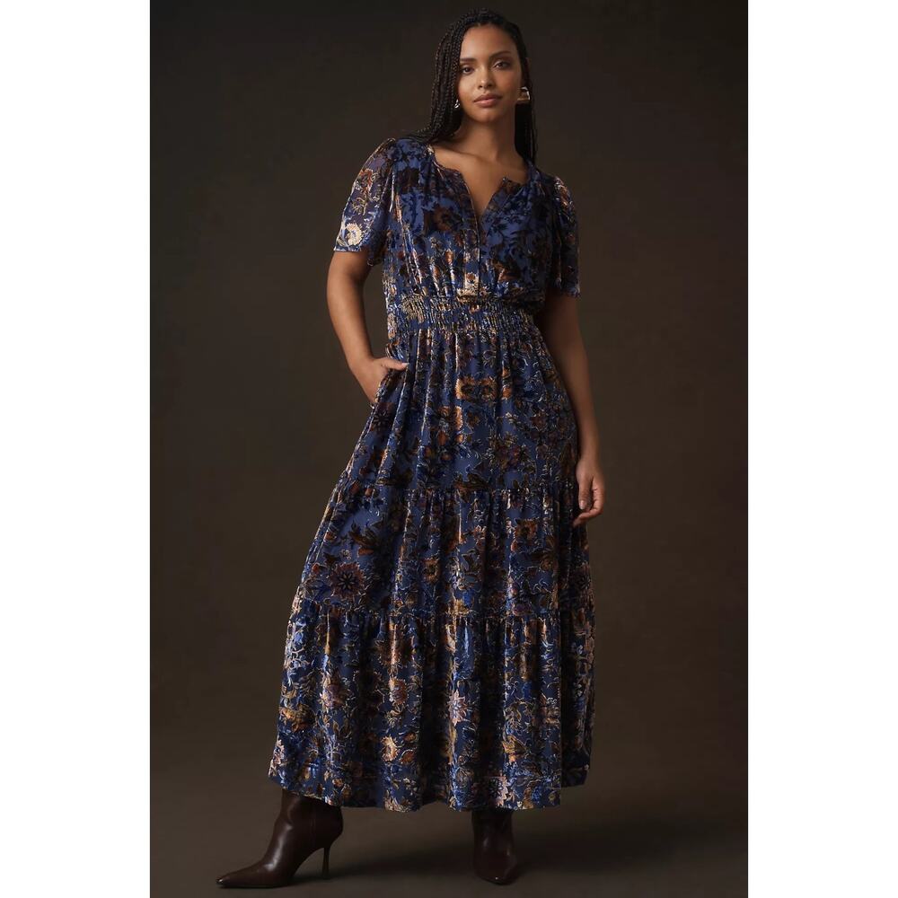 Anthropologie The Somerset Maxi Dress Velvet Devore Edition Size 2X Bohemian - Picture 8 of 16